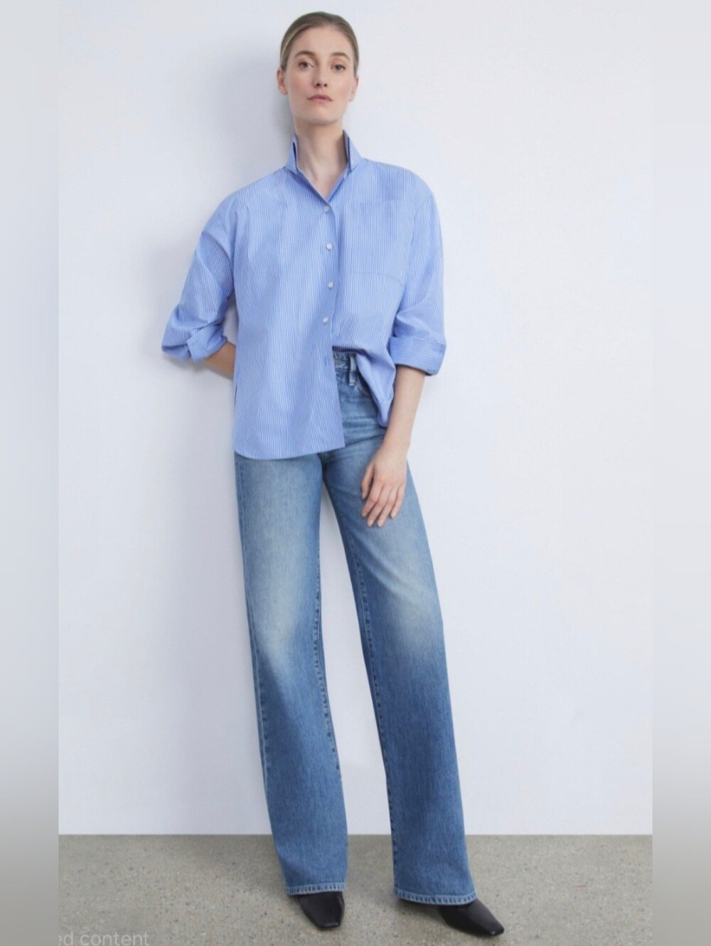 Lafayette 148 NY Wyckoff High Rise WIDE LEG Medium Wash Jeans Sz 30 X 31.5